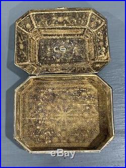 Chinese Export Gilt Silver Filigree Enamel Enameled Footed Tea Caddy Box, c1900