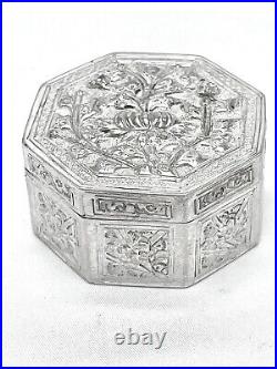 Chinese Export Octagonal Silver Trinket Box