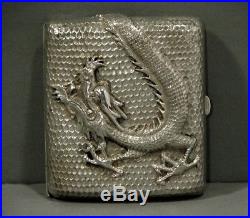 Chinese Export Silver Box Dragon Cigarette Case Wing Chun c1875