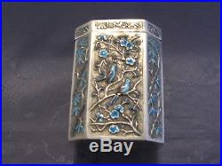 Chinese Export Silver Box Enamel Tea Caddy Boite A The Chine Argent Massif