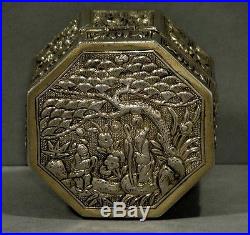 Chinese Export Silver Box GOLD OCTAGONAL c1875