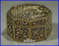 Chinese Export Silver Box GOLD OCTAGONAL c1875