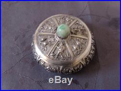 Chinese Export Silver Box Jade Argent Massif Tres Belle Boite