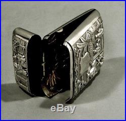 Chinese Export Silver Box Kwan Wo c1890 Flip Top Open Side Form