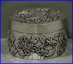 Chinese Export Silver Box Tea Caddy WH 90 Royal Chrysanthemum