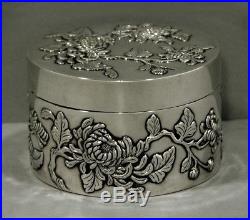 Chinese Export Silver Box Tea Caddy WH 90 Royal Chrysanthemum