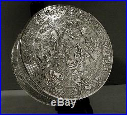 Chinese Export Silver Box WARRIORS 28OZ
