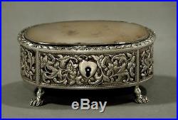 Chinese Export Silver Box c1850 AGATE SIGNED Working Lock