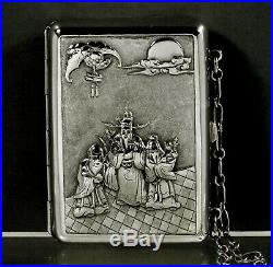 Chinese Export Silver Box c1890 Elders & Child- Dragons