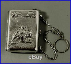 Chinese Export Silver Box c1890 Elders & Child- Dragons