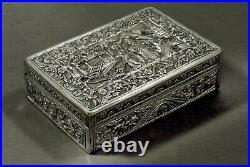 Chinese Export Silver Box c1890 SIGNED