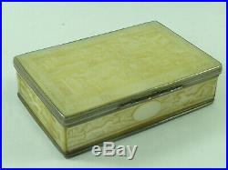 Chinese Export Silver Carved Mother of Pearl Snuff Box MOP Cantonese Antique