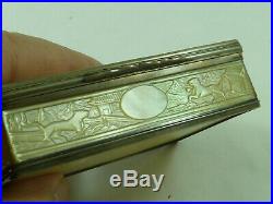 Chinese Export Silver Carved Mother of Pearl Snuff Box MOP Cantonese Antique