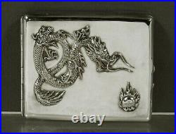Chinese Export Silver Cigarette Box SIGNED