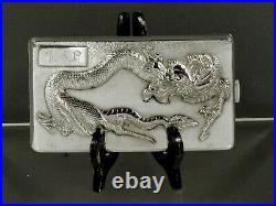 Chinese Export Silver Cigarette Case c1890 DRAGON