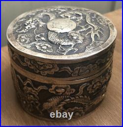Chinese Export Silver Dragon Box, Maker KK 114.9 gms