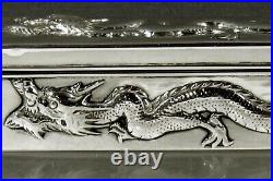 Chinese Export Silver Dragon Box c1890 WANG HING