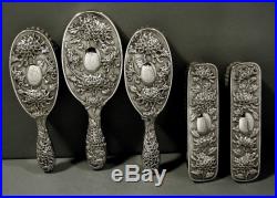 Chinese Export Silver Dresser Set 11 PIECES WING FAT c1890