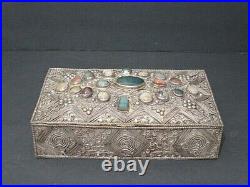 Chinese Export Silver Filgree, Gems Jewelry Box
