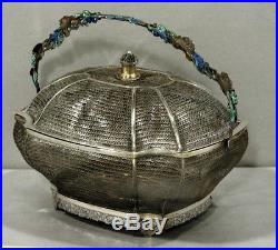 Chinese Export Silver Filigree & Enamel Box Recreation 18th Century