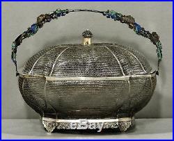 Chinese Export Silver Filigree & Enamel Box Recreation 18th Century