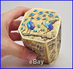 Chinese Export Silver Gold Gilt Enamel Box