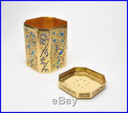 Chinese Export Silver Gold Gilt Enamel Box