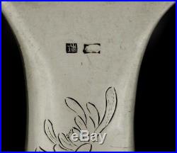 Chinese Export Silver Hand Mirror c1890 Hung Chong ORIGINAL GLASS