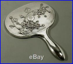 Chinese Export Silver Hand Mirror c1890 Signed