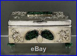 Chinese Export Silver & Jade Box c1890 WANG HING BENSABOTT, CHICAGO