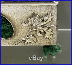 Chinese Export Silver & Jade Box c1890 WANG HING BENSABOTT, CHICAGO