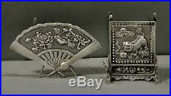 Chinese Export Silver Menu Holder (2) Sing Fat c1890