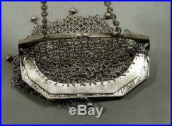Chinese Export Silver Mesh Purse c1890 Rare Maker I. U