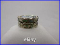 Chinese Export Silver Pillbox /Pillendose enamelled aus Silber 925