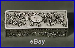 Chinese Export Silver Scolar's Box c1890 Hung Chong