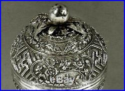 Chinese Export Silver Spice Box c1890 SEA LIFE