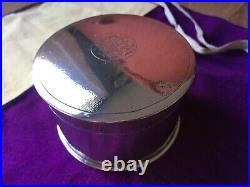 Chinese Export Silver Stippled Hammered Round tea caddy Box Tuck Chang 1910