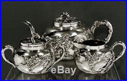 Chinese Export Silver Tea Set c1885 WANG HING ORIGINAL BOX