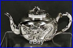 Chinese Export Silver Tea Set c1885 WANG HING ORIGINAL BOX