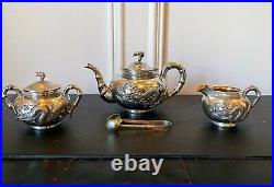 Chinese Export Silver Tea Set with Original Box Zee Wo