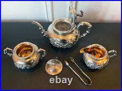 Chinese Export Silver Tea Set with Original Box Zee Wo