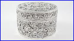 Chinese Export Solid Silver Cylindrical Box Wang Hing & Co C1890