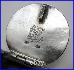 Chinese Export Solid Silver Snuff Tobacco Vesta Case Squeeze Box Wang Hing