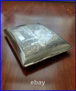 Chinese Export Sterling Silver Cigarette Case Business Card Box Money Holder