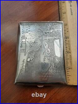 Chinese Export Sterling Silver Cigarette Case Business Card Box Money Holder