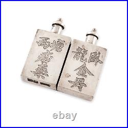 Chinese Export Sterling Silver Double Hinged Perfume / Vinaigrette Hanzi