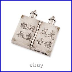 Chinese Export Sterling Silver Double Hinged Perfume / Vinaigrette Hanzi