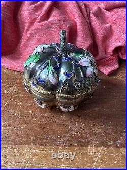 Chinese Export Sterling Silver Enamel Flower Box