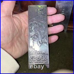 Chinese Fine Silver Miniature Plaques Or Screens ZU YIN