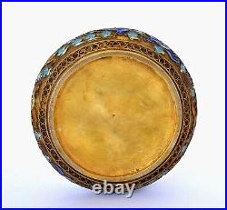 Chinese Gilt Silver Enamel Dragon Coral & Turquoise Carved Bead Box Mk S925